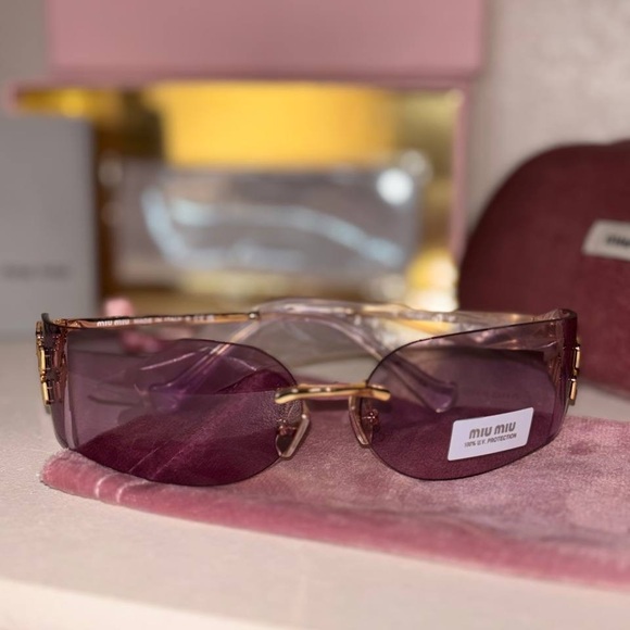 Miu Miu Pink and Gold Sunglasses - Picture 2 of 4